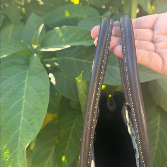 Vintage Coach Brown Signature Canvas Tote with Dark Brown Leather Trim - Picture 8 of 12
